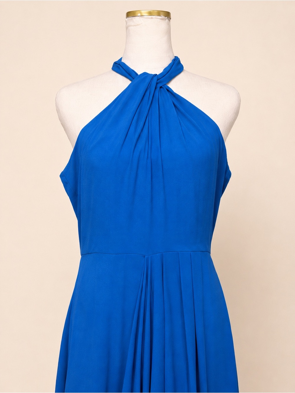 Mark & James Badgley Mischka Blue Halter High Low Gown Size 4 - Picture 2 of 6